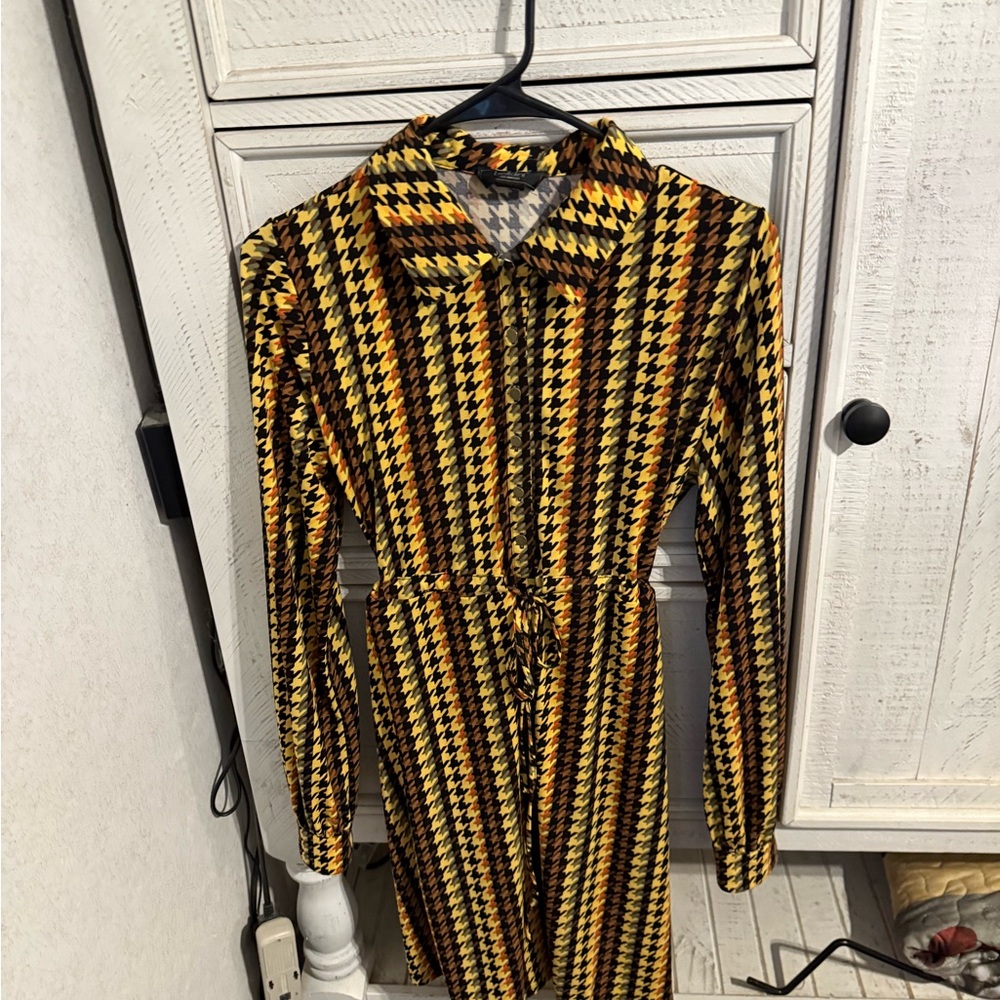 Stylish Houndstooth Pattern Dress - image 1